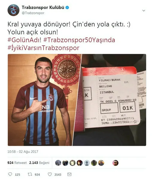 Burak Yılmaz, Trabzonspor için yola çıktı - 1