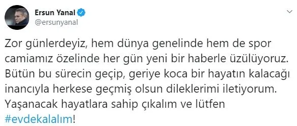 Ersun Yanal’dan 'evde kal' çağrısı - 1