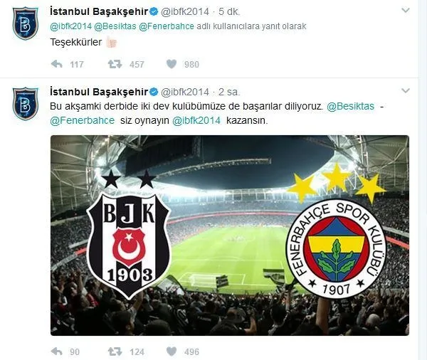 Başakşehir'den Fenerbahçe ve Beşiktaş'a teşekkür - 1
