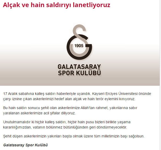 Kayseri’deki patlamaya spor dünyası böyle tepki gösterdi