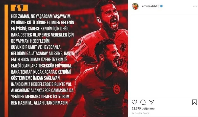 Galatasaray'da beklenen ayrılık! Emre Akbaba resmen Alanyaspor'da - 1