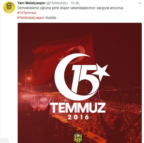 Spor camiasından 15 Temmuz mesajları