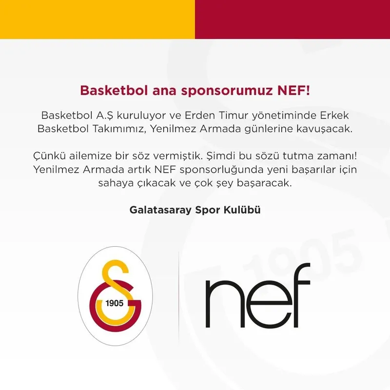 Galatasaray Erkek Basketbol Takımı'nın sponsoru NEF oldu! - 1