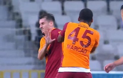 Giresunspor Galatasaray maçında Marcao Kerem Aktürkoğlu’na yumruk attı! Kırmızı kart gördü