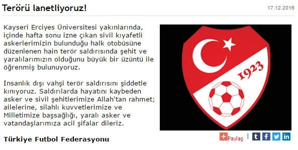 Kayseri’deki patlamaya spor dünyası böyle tepki gösterdi