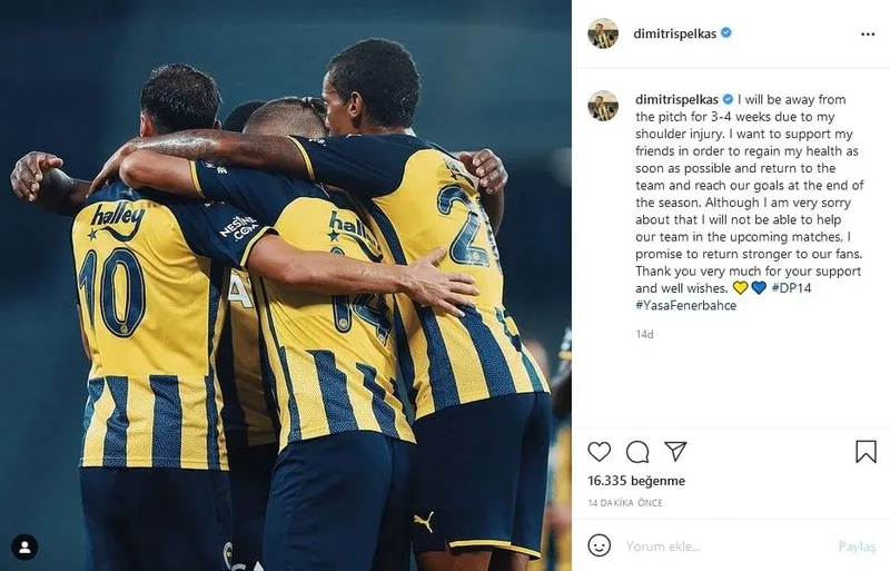 Fenerbahçe'de Dimitris Pelkas 3-4 hafta sahalardan uzak kalacak! - 1