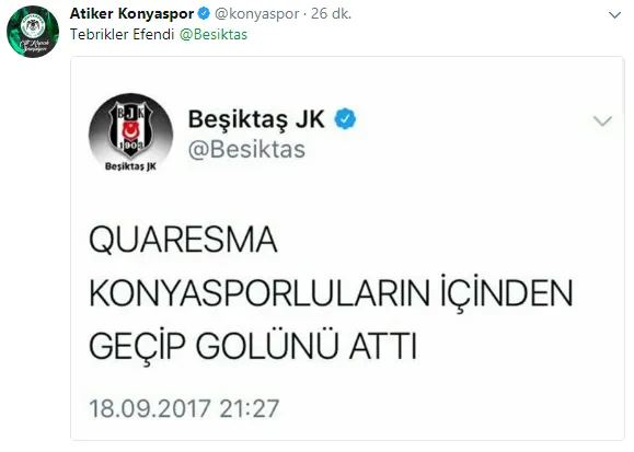 Atiker Konyaspor'dan Beşiktaş'a tepki - 1