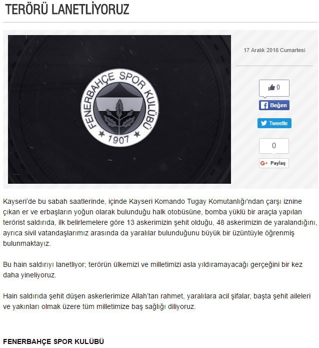 Kayseri’deki patlamaya spor dünyası böyle tepki gösterdi