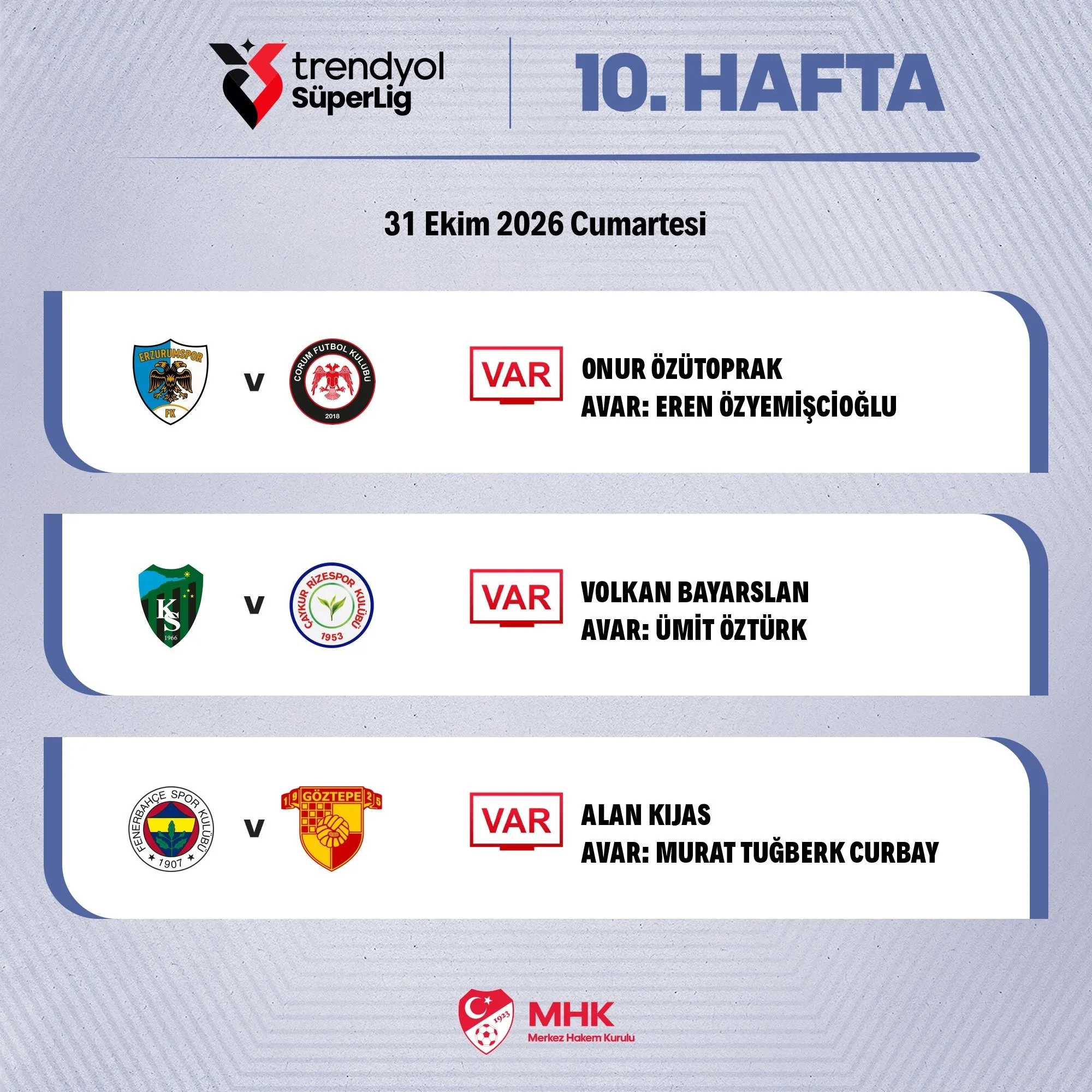 Fenerbahçe - Göztepe maçının VAR hakemi açıklandı