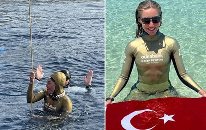 Milli sporcu Şahika Ercümen 82 metreye dalarak Türkiye rekoru kırdı