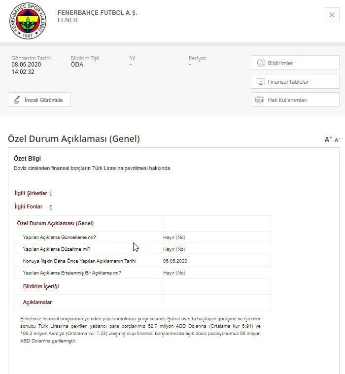 Fenerbahçe borçlarını Türk Lirası'na çevirdi - 2