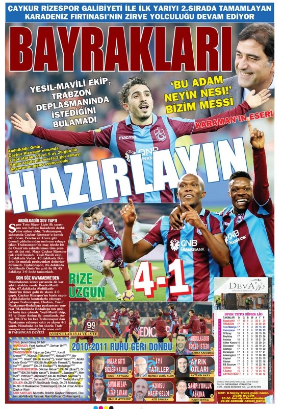 Trabzon yerel basınında şampiyonluk sesleri