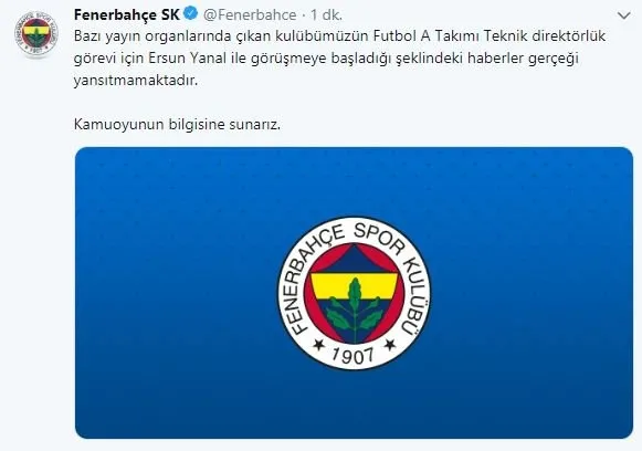 Fenerbahçe'den Ersun Yanal açıklaması - 1