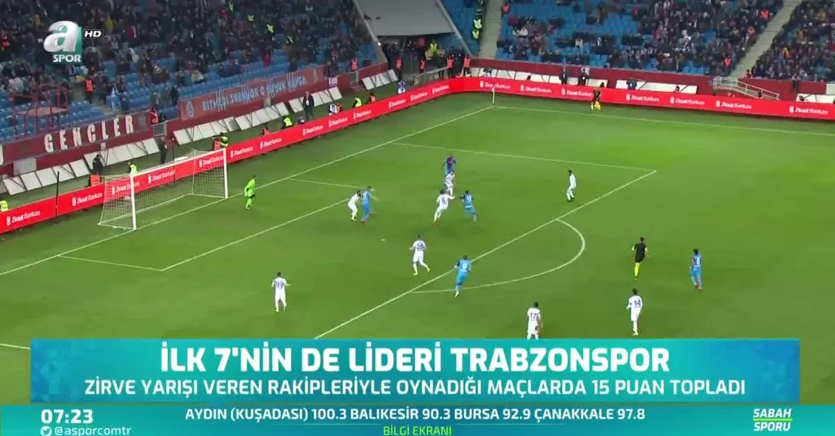 İlk 7'nin lideri Trabzonspor!