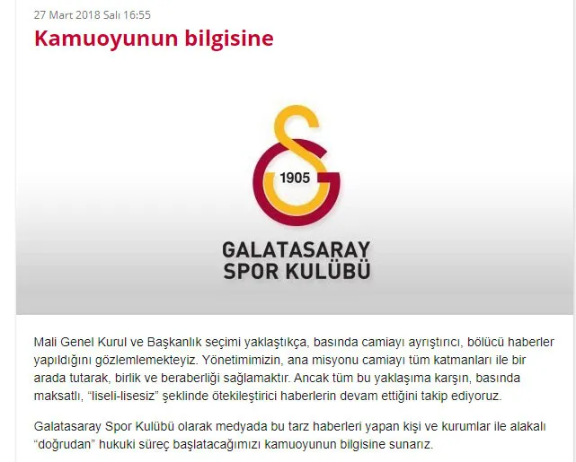 G.Saray'dan çok sert açıklama! ''Lisesi-lisesiz...'' - 1