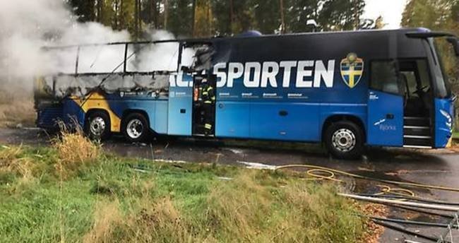 Takım otobüsü cayır cayır yandı