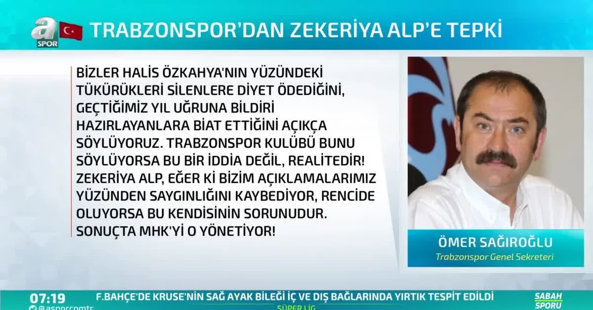 Trabzonspor'dan Zekeriya Alp'e tepki