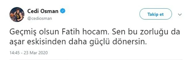 Cedi Osman'dan Fatih Terim'e geçmiş olsun mesajı - 1