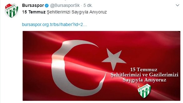 Spor camiasından 15 Temmuz mesajları