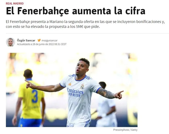 Fenerbahçe Mariano Diaz için teklifini yükseltti! - 1