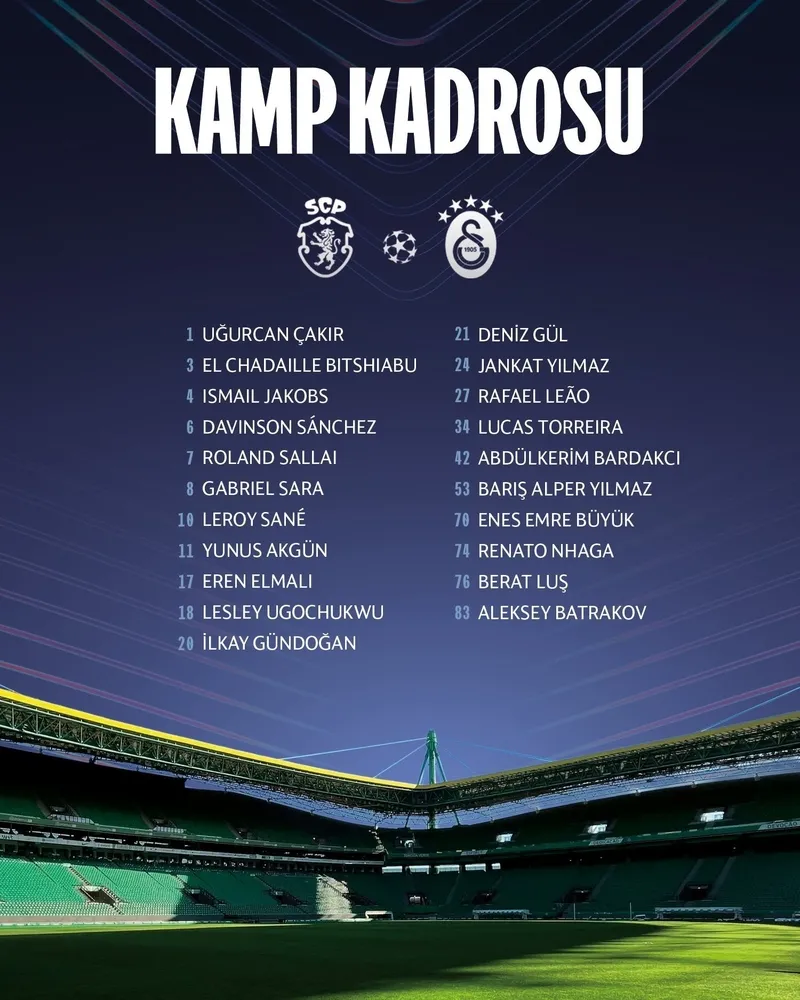 Galatasaray'ın Sporting maçı kamp kadrosu açıklandı! İşte eksik isimler - 1