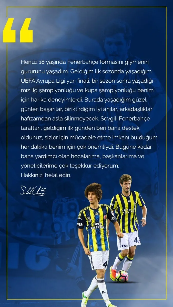 Salih Uçan Fenerbahçe'ye veda etti - 1