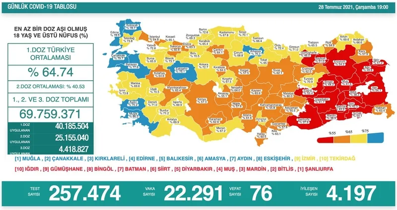 Son dakika haberi: Türkiye'de corona virüsü vakası sayısı kaç oldu? Sağlık Bakanı Fahrettin Koca açıkladı (Türkiye Günlük Koronavirüs Tablosu - 28 Temmuz) - 1