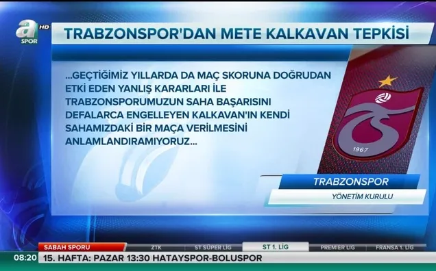 Trabzonspor'dan hakem tepkisi