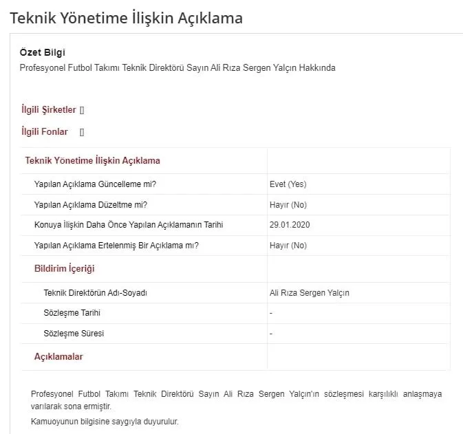 Beşiktaş Sergen Yalçın'ın ayrılığını KAP'a bildirdi - 1