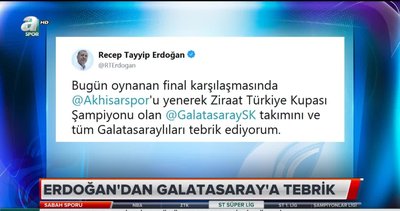 Erdoğan'dan Galatasaray'a tebrik