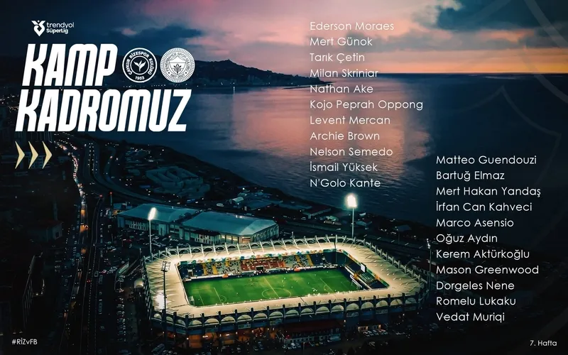 Fenerbahçe'nin Rize kafilesi açıklandı! İşte listede yer alan futbolcular - 1