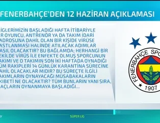 Fenerbahçe'den 12 Haziran açıklaması