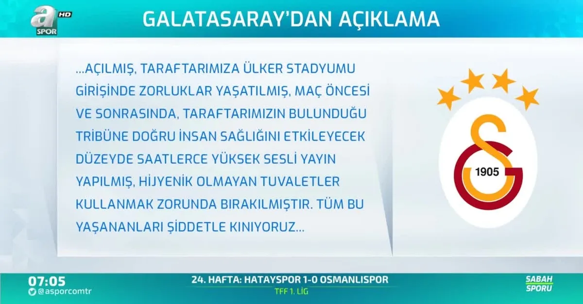 Galatasaray'dan derbi açıklaması