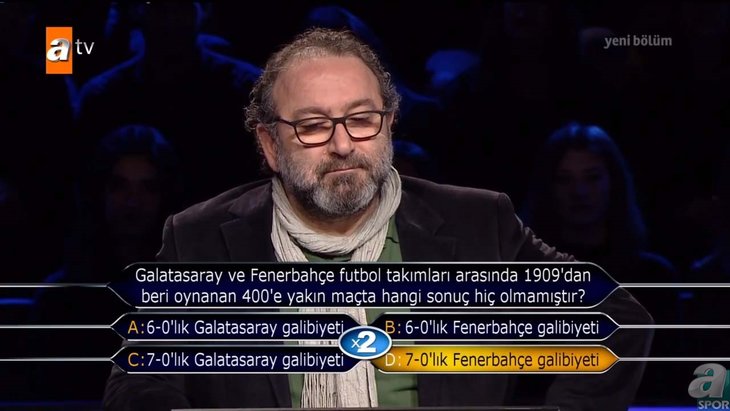 Kim Milyoner Olmak İster'de dikkat çeken soru! Galatasaray ile Fenerbahçe...