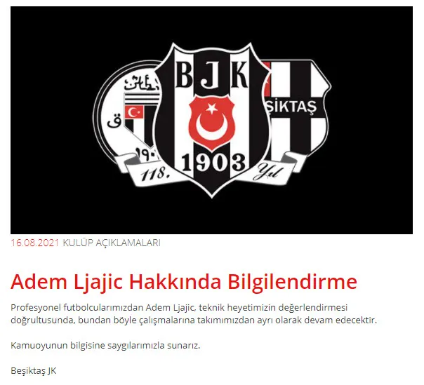 Beşiktaş'tan flaş karar! Adem Ljajic kadro dışı bırakıldı - 2