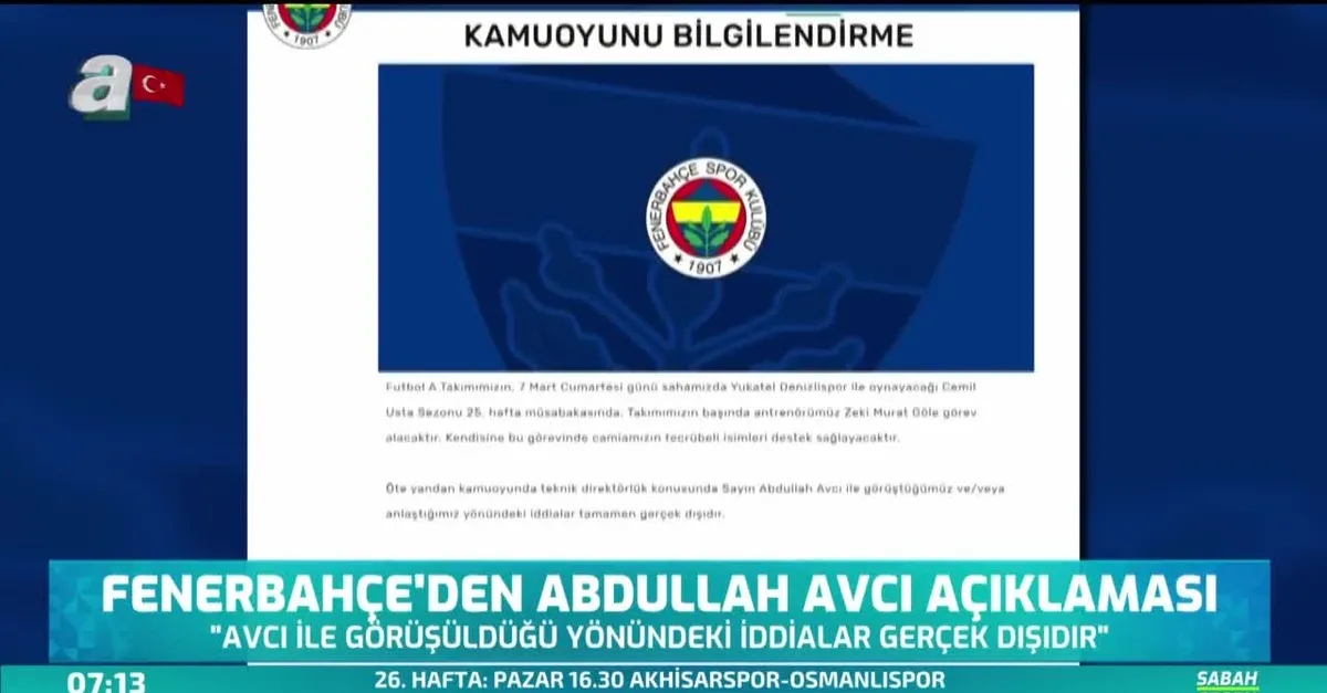 Fenerbahçe'den Abdullah Avcı açıklaması