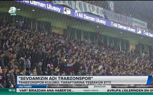 Trabzonspor'dan taraftara teşekkür