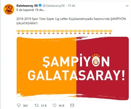 Galatasaray Dan Sampiyonluk Tweeti Aspor