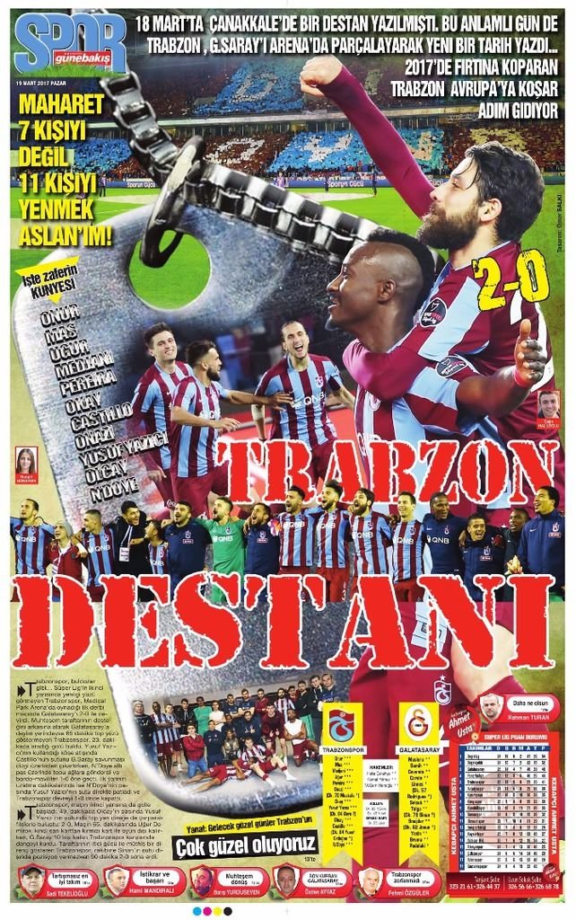 Trabzonspor kazandı yerel basın coştu