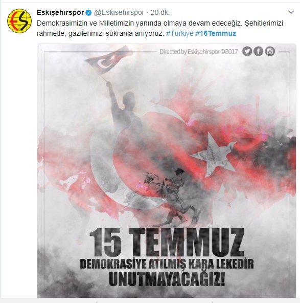 Spor camiasından 15 Temmuz mesajları