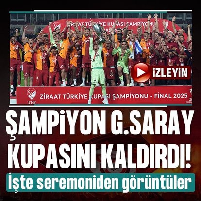 Şampiyon Galatasaray kupasını kaldırdı!