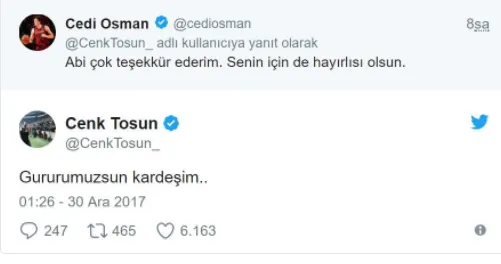 Cedi'den Cenk Tosun'a 'Hayırlı olsun' mesajı - 1
