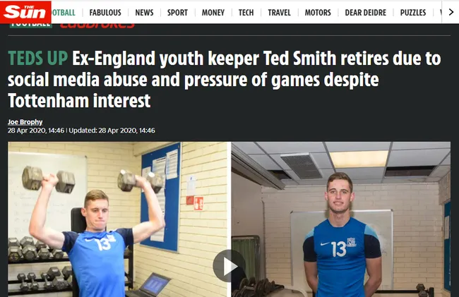 Sosyal medya yorumlarına dayanamadı futbolu bıraktı! İngiliz kaleci Ted Smith 24 yaşında futbolu bıraktı! - 1