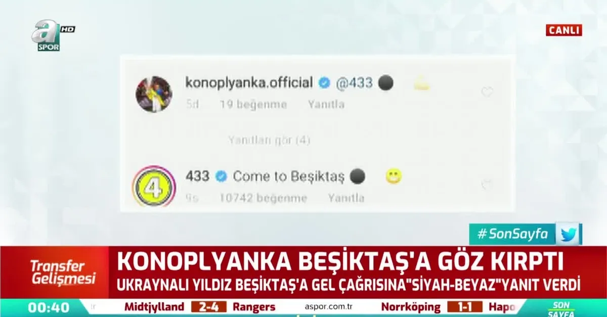 Konoplyanka'dan 'Come to Beşiktaş' yanıtı