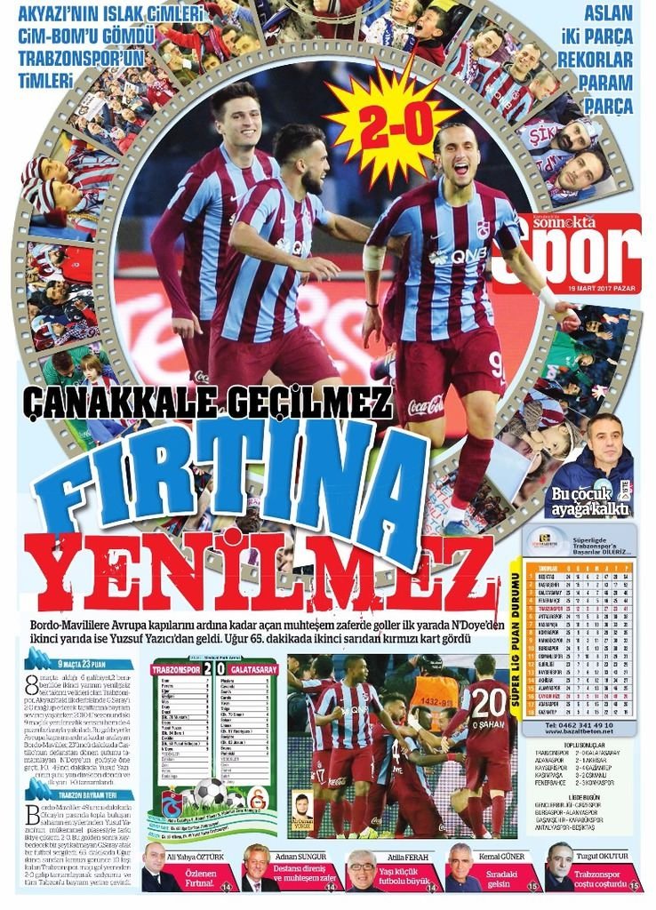 Trabzonspor kazandı yerel basın coştu