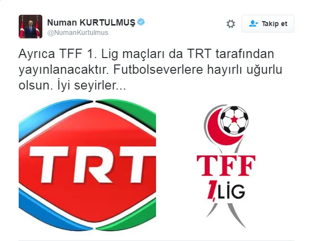 Spor Toto Süper Lig ve TFF 1. Lig maçlarının yayın haklarını TRT'de - 1