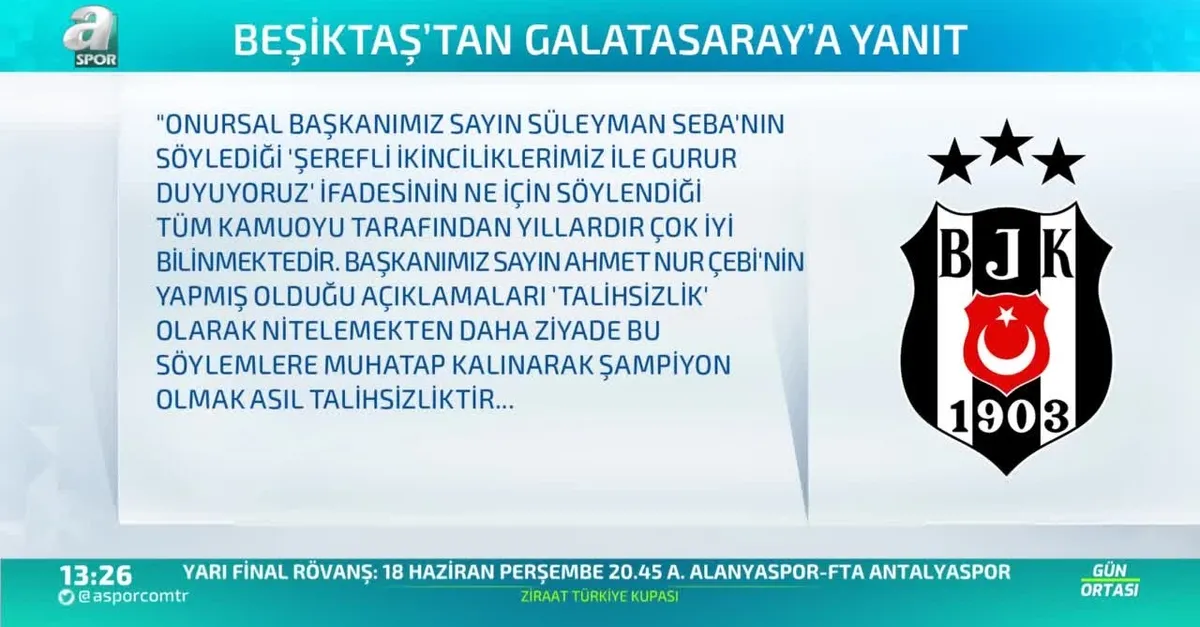 Beşiktaş'tan Galatasaray'a yanıt