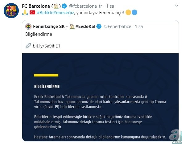 Fenerbahçe’ye destek yağdı! Koronavirüs açıklaması ardından...