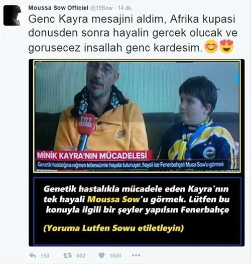 Sow'dan minik Fenerbahçe taraftarına büyük jest! - 1