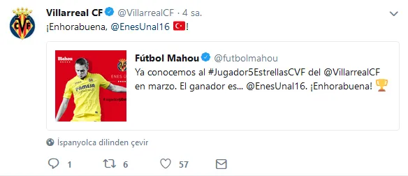 Villarreal'de ayın futbolcusu Enes Ünal - 1